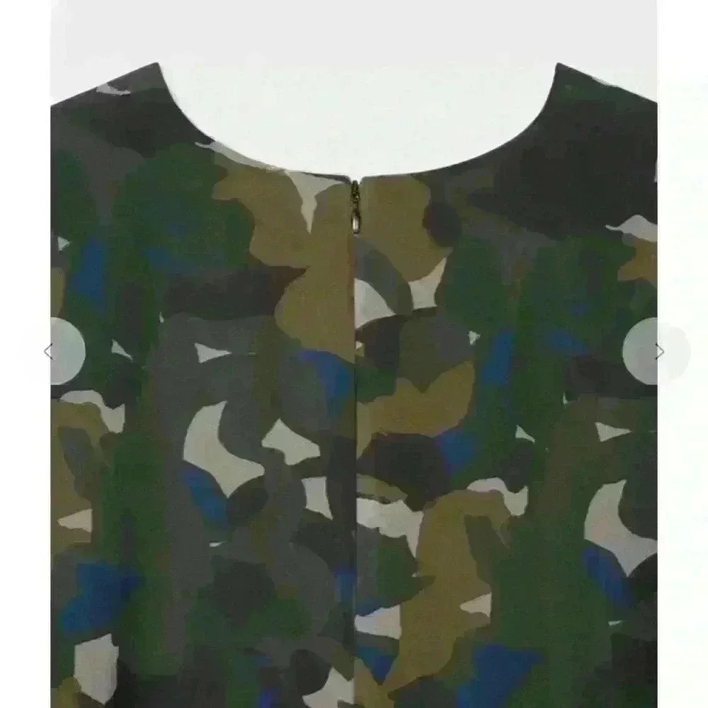 PS PAUL SMITH Khaki Camouflage Dress W/ Pleats - Picture 4 of 11